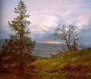 Johan Christian Dahl Evening Landscape with Shepherd Spain oil painting reproduction